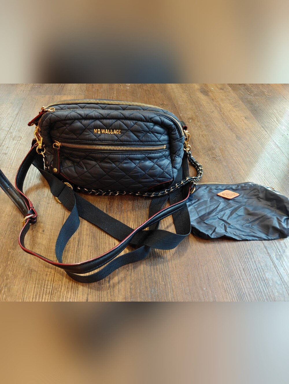 MZ Wallace Quilted Navy Nylon Crossbody Bag + Matching Wallet